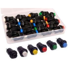 Tasti Interruttori Pulsante ad Aggancio ON/OFF AC 250V/1.5A 125V/3A (6 Colori - conf.6pz)